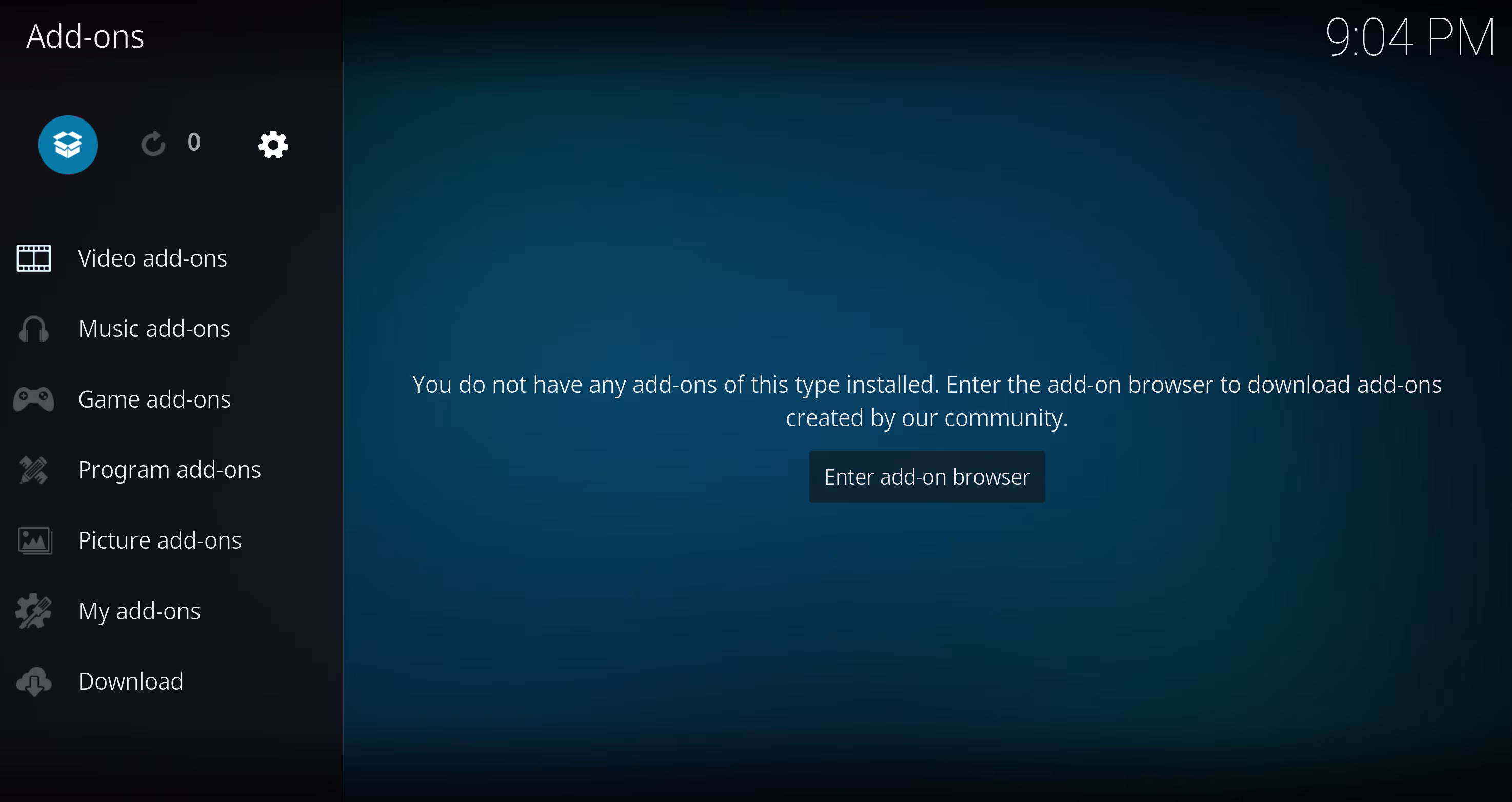 Kodi wejście do przeglądania dodatków