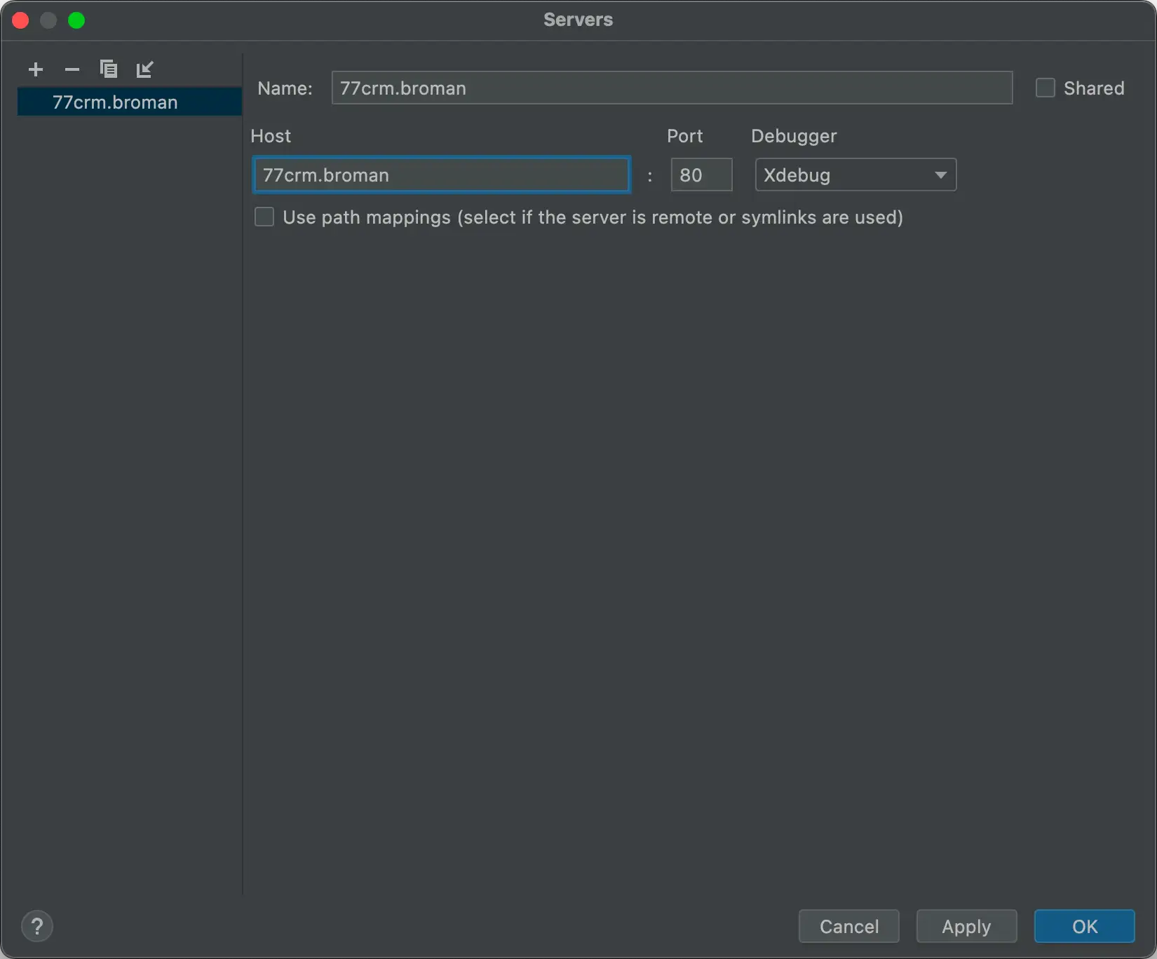 IntelliJ Idea konfiguracja debugera PHP, krok 3